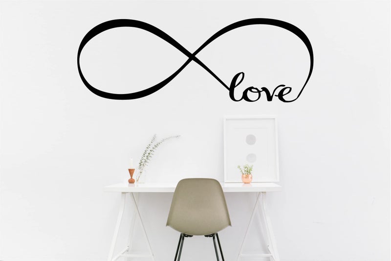 Picniva Wall Stickers Bedroom Decor Infinity Symbol Word Love Vinyl Art Decal (7'' X 22'', Black) - Image 5